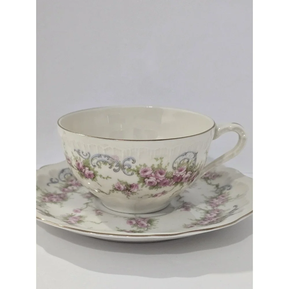 Theodore Haviland Yvonne Porcelain Cup & Saucer Set Floral Design